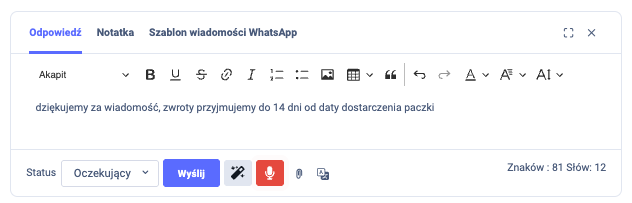zamiana mowy na tekst ticket